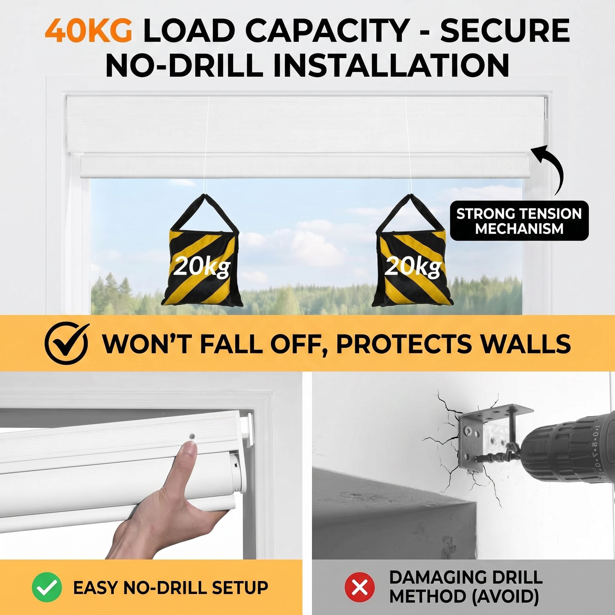 No-Drilling Cordless Roller Blind